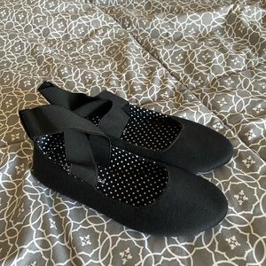 Ballet flats with ankle straps